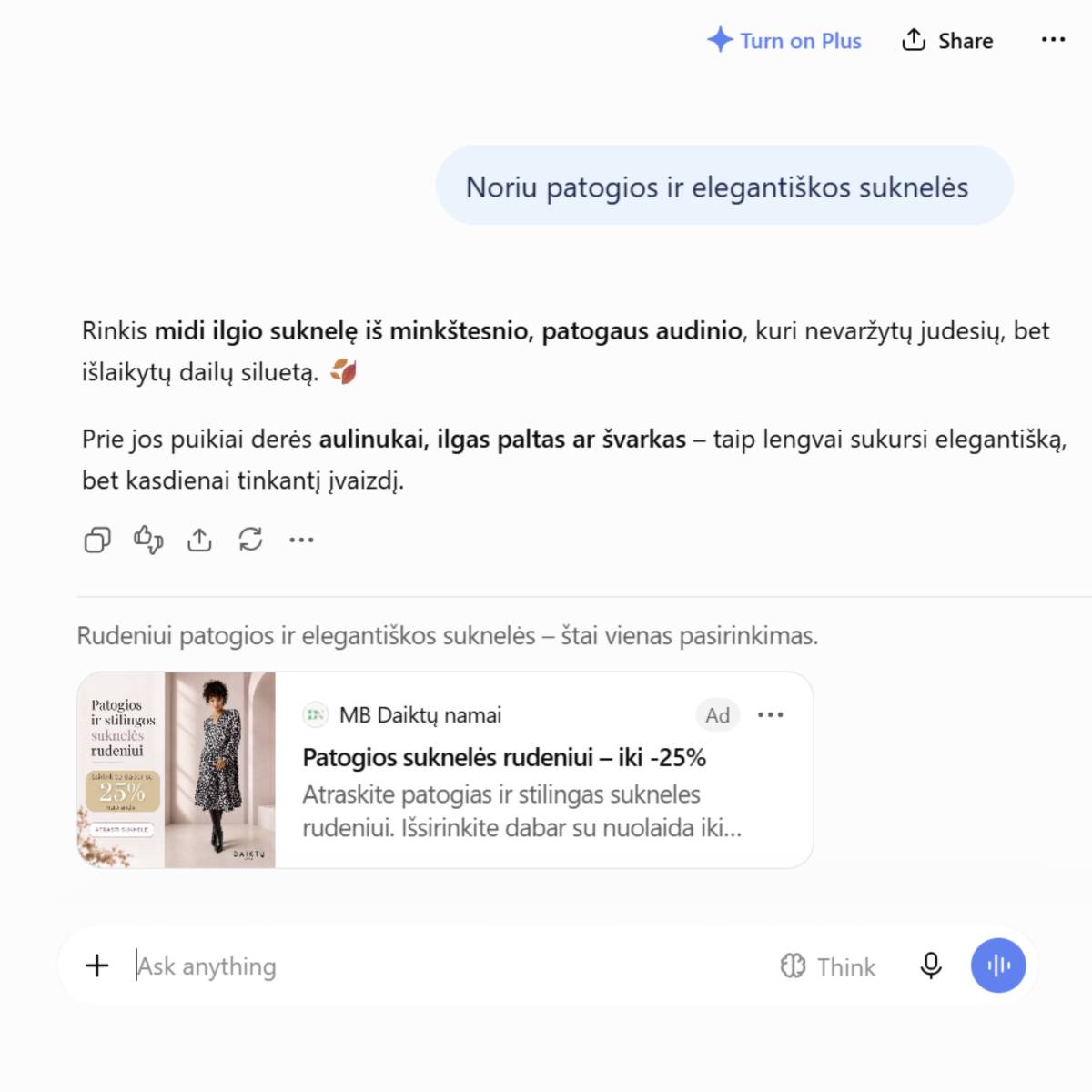 ChatGPT reklamos pavyzdis
